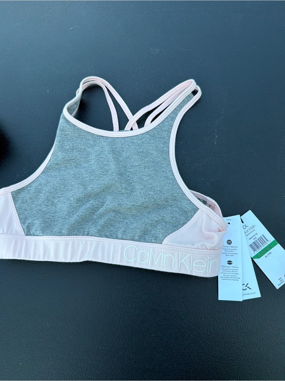 Calvin Klein Gray and Light Pink Strappy Racerback Bralette